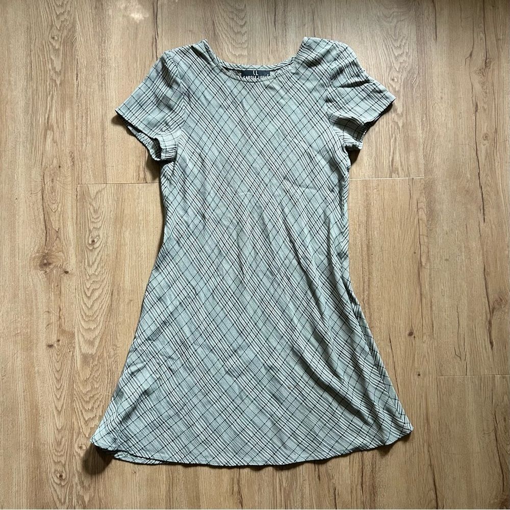 Vintage Carole Little Petites Plaid Mini Dress // academia shoulder pads